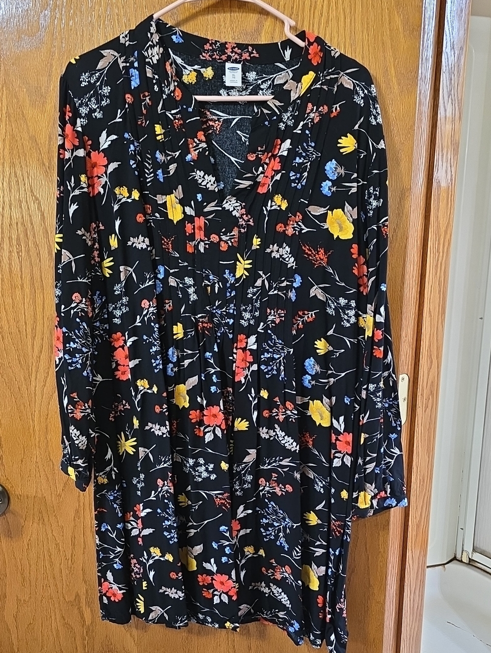 Ladies Floral Black Old Navy Swing Dress - Multicolor Print